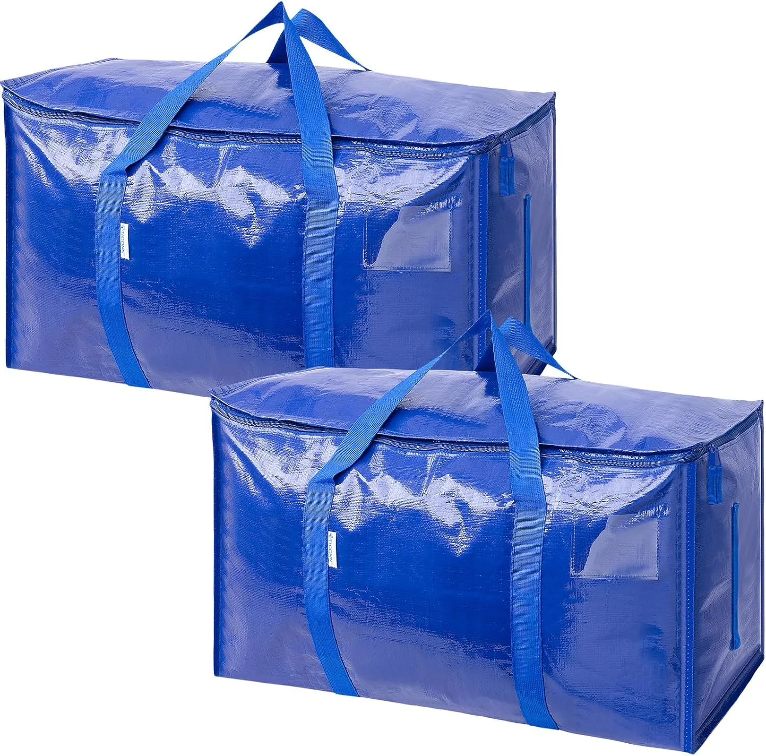 TICONN 2 Pack Extra Large Moving Bags with Zippers & Carrying Handles, Heavy-Duty Storage Tote Moving Boxes for Space Saving (2 PK, 30 Gallon)