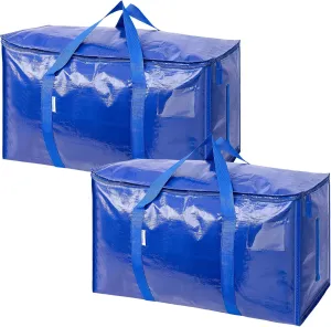 TICONN 2 Pack Extra Large Moving Bags with Zippers & Carrying Handles, Heavy-Duty Storage Tote Moving Boxes for Space Saving (2 PK, 30 Gallon)