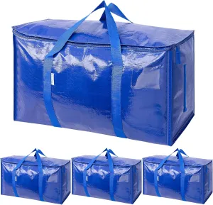 TICONN 4 Pack Extra Large Moving Bags with Zippers & Carrying Handles, Heavy-Duty Storage Tote Moving Boxes for Space Saving (4 PK, 30 Gallon)
