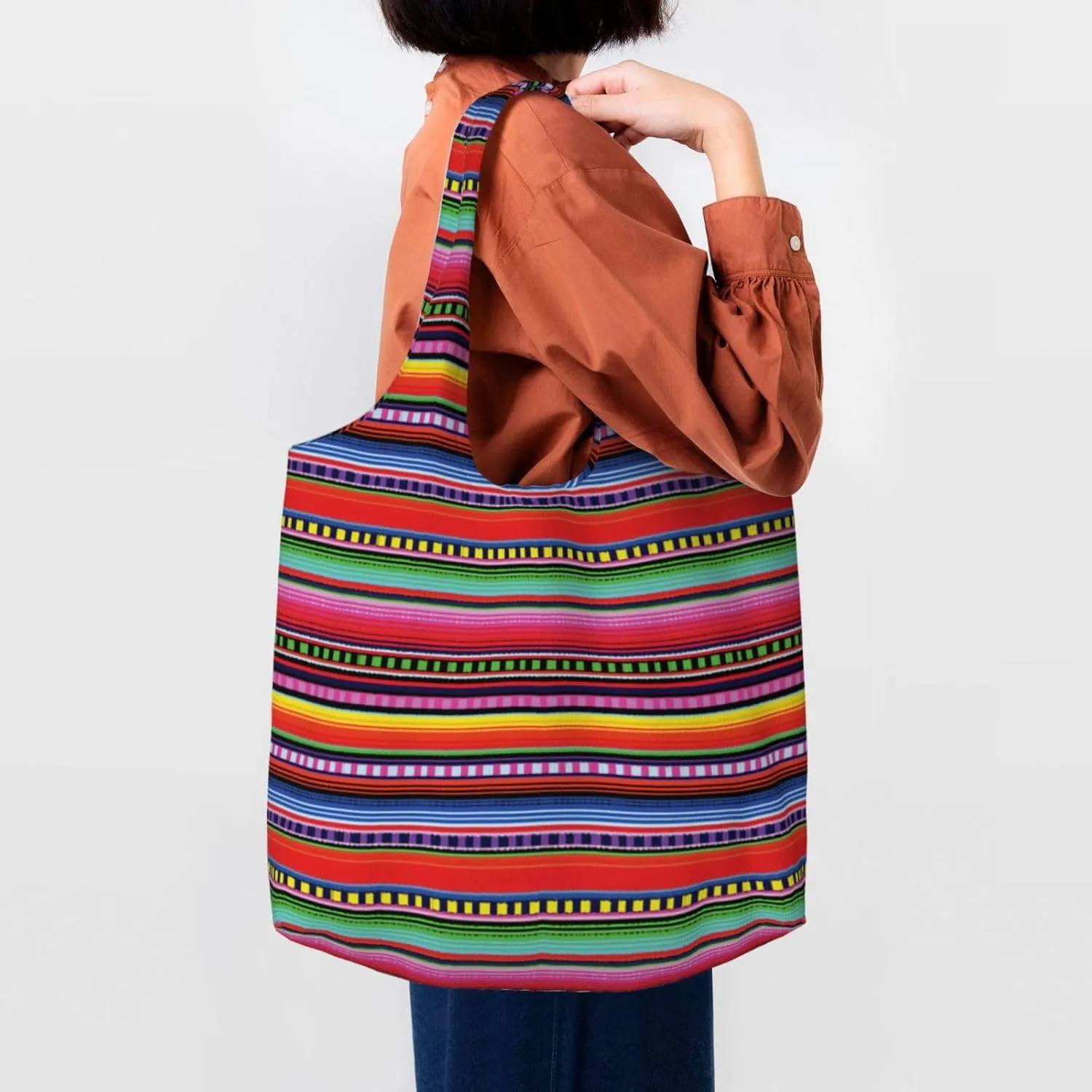 Tiger Stripes Canvas Tote Bags Reusable Shopping Bag Handbag for Shopper Beach Gifts