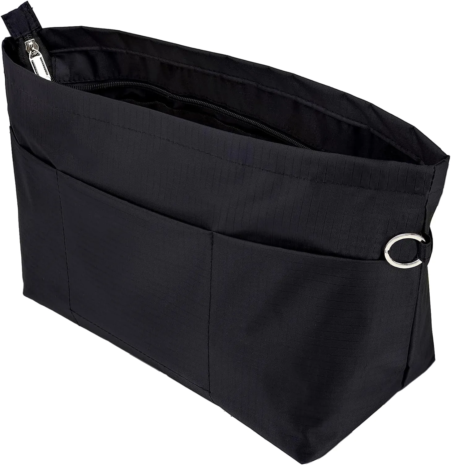 Time Wing Handbag Tote Purse Organizer Insert Bag Liner Shaper Divider Zipper 11 Pockets Compartments Large Black