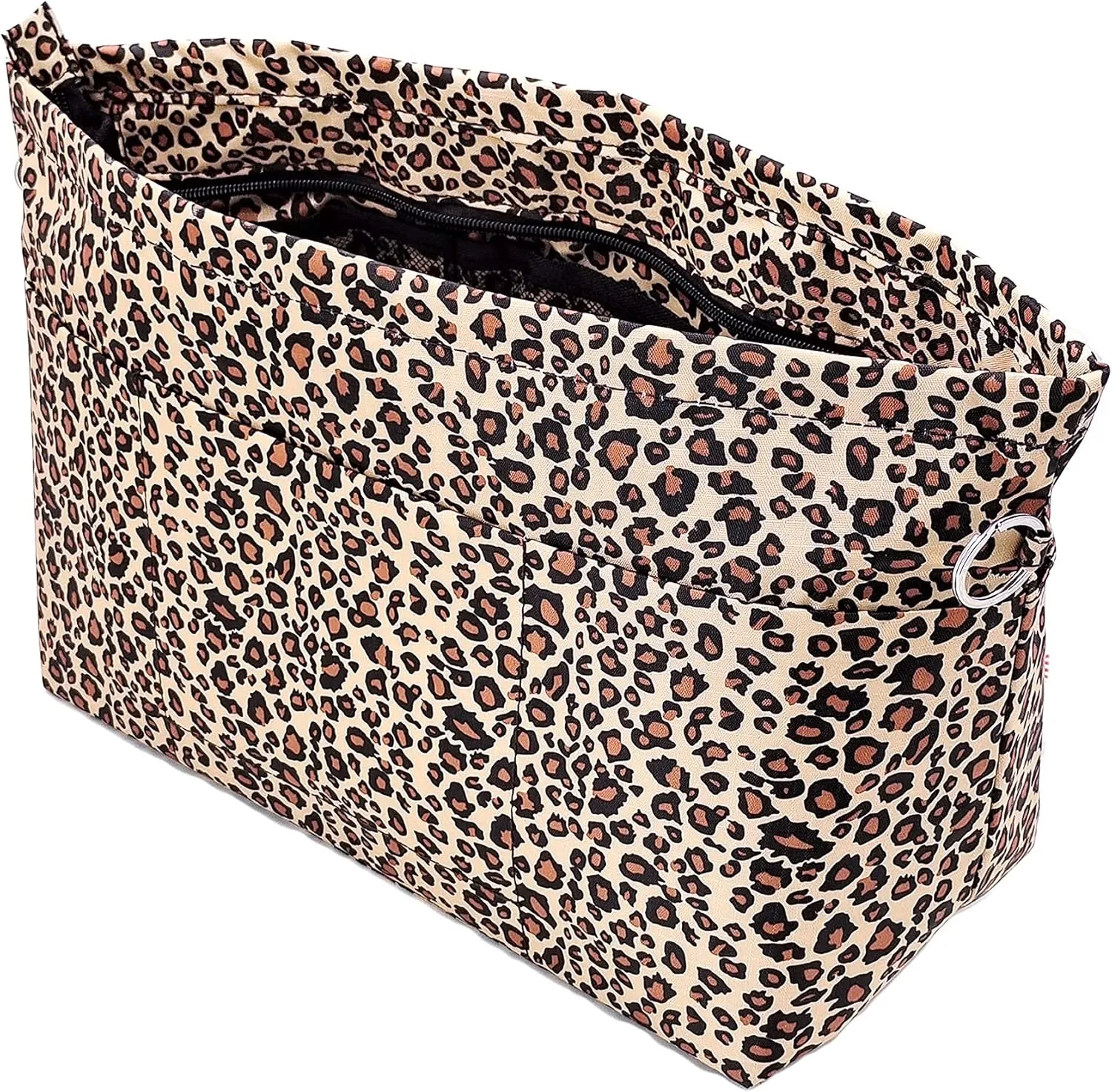 Time Wing Handbag Tote Purse Organizer Insert Bag Liner Shaper Divider Zipper 11 Pockets Compartments Large Leopard