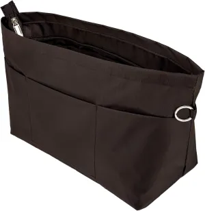 Time Wing Handbag Tote Purse Organizer Insert Bag Liner Shaper Divider Zipper 11 Pockets Compartments Medium Coffee