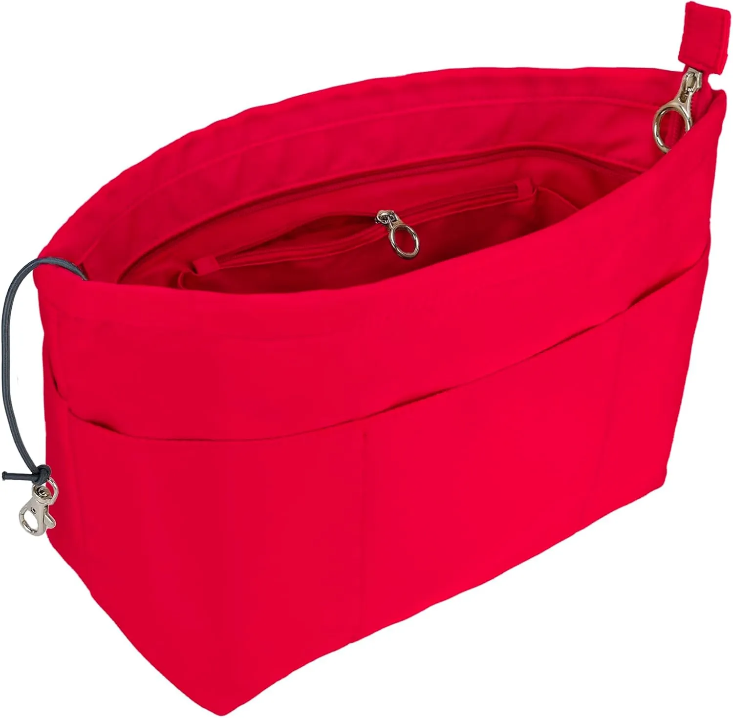 Time Wing Purse Organizer Insert Tote Handbag Organizer Divider Bag in Bag Shaper Liner Multi Pockets Compartments Zippers Key Chain Medium Red