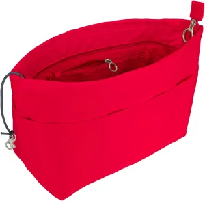 Time Wing Purse Organizer Insert Tote Handbag Organizer Divider Bag in Bag Shaper Liner Multi Pockets Compartments Zippers Key Chain Medium Red