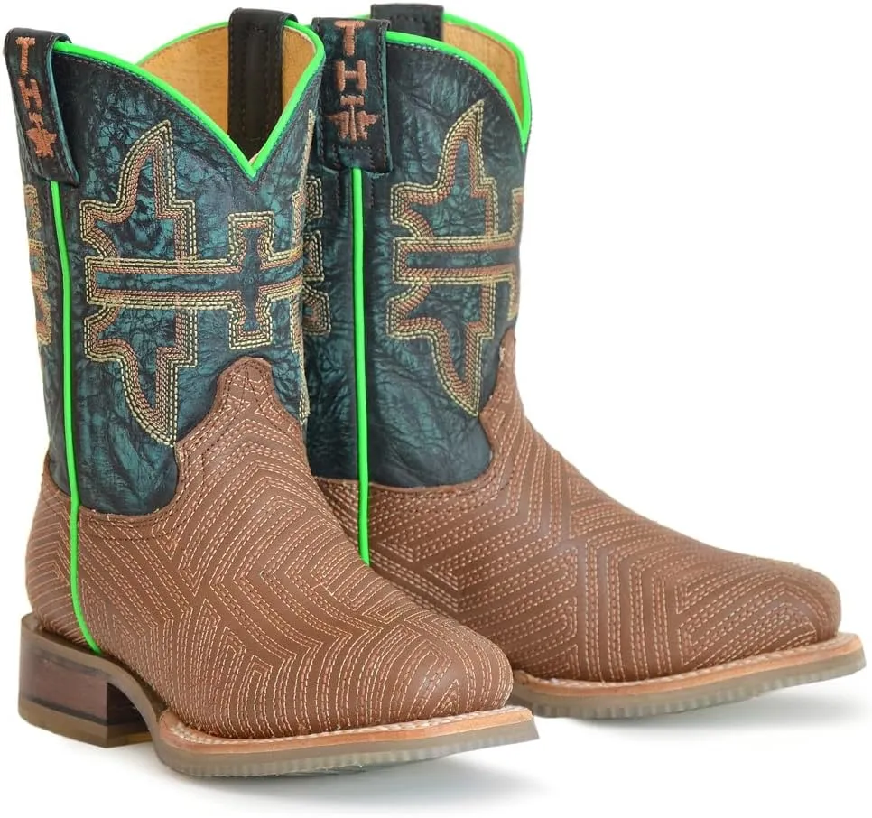Tin Haul Boys Kids Tan Leather Rowdy Vintage Rodeo Cowboy Boots