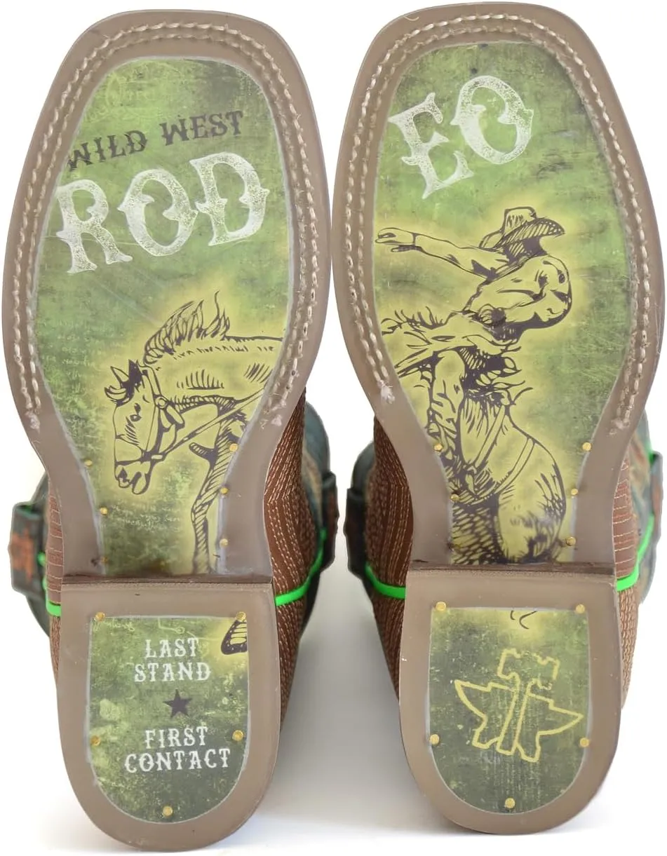 Tin Haul Boys Kids Tan Leather Rowdy Vintage Rodeo Cowboy Boots