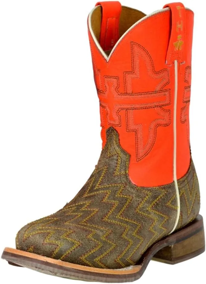 Tin Haul Boys' Neon Thunder Western Boot Broad Square Toe - 14-018-0077-0924 BR 2 D
