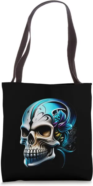 Titanium Skull Punk Rock Flame Goth Metal Tote Bag