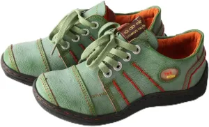 TMA EYES Women's Casual Leather Shoes Hand Stitched Comfortable Lace-up Walking Shoes