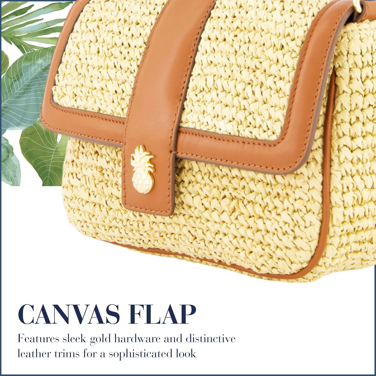Tommy Bahama Women's Crossbody Bag Purse, Flap Small Shoulder Handbag with Adjustable Strap and Leather Trim