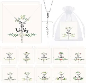 Tondiamo 20 Sets Christian Gifts for Women Christian Faith Cross Necklace for Women Religious Jewelry Gifts with Inspirational Quote Cards and Organza Bags for Church Woman Party Favors