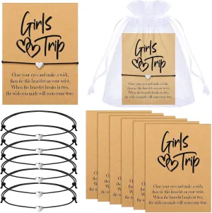 Tondiamo 6 Pcs Girls Trip Bracelet Girls Weekend Getaway Bracelets with Cards for Sisters Friends Bestie Bachelorette Party(Heart)