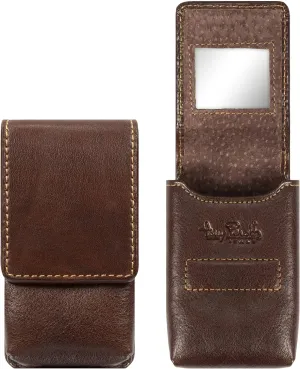 Tony Perotti Womens Italian Bull Leather Top Flap Double Lipstick Case with Mirror