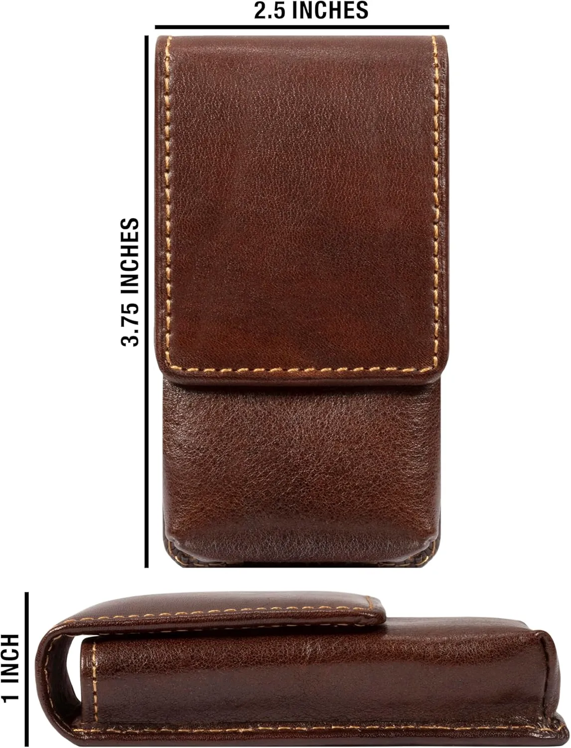 Tony Perotti Womens Italian Bull Leather Top Flap Double Lipstick Case with Mirror