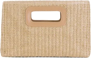 Top Handle Clutches Handbags for Women,Straw Evening Bag Purses Handbag Shoulder Crossbody Purse with Gold Chain Gifts