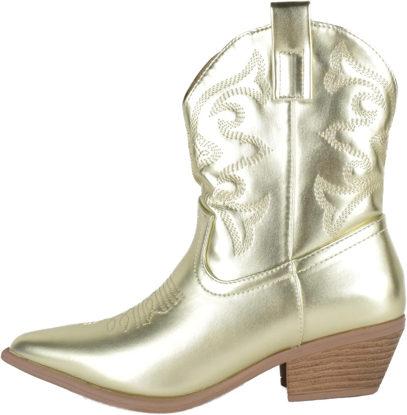 TOP Moda Women Cowgirl Cowboy Western Stitched Ankle Boots Pointy Toe Booties Side Zipper
