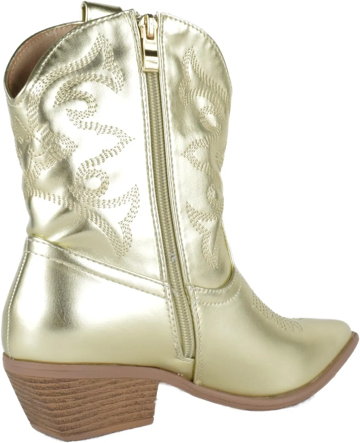 TOP Moda Women Cowgirl Cowboy Western Stitched Ankle Boots Pointy Toe Booties Side Zipper