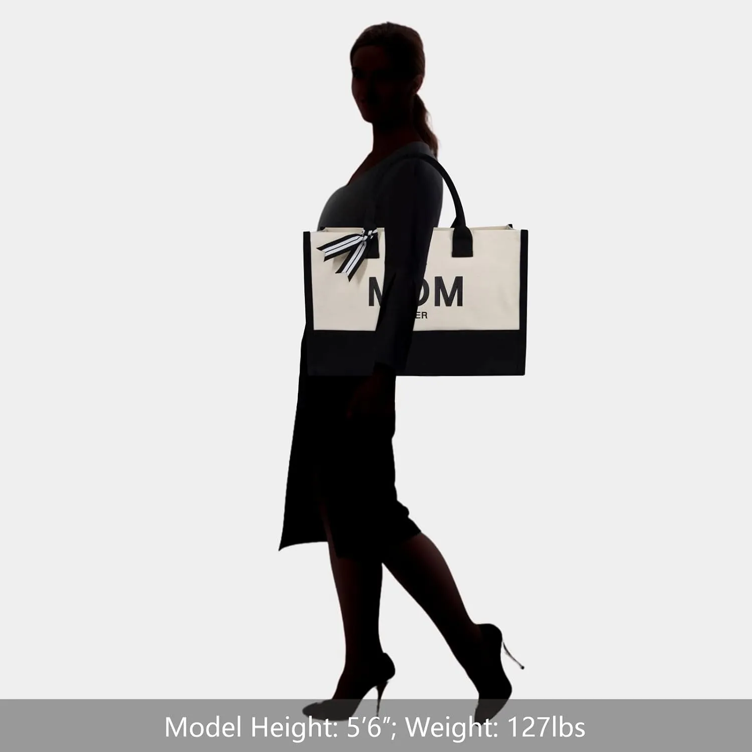 TOPDesign Embroidery Canvas Tote Bag for Women, Best Mom Ever Gifts from Daughter or Son, Unique Mom Birthday, Mothers Day Present, Personalized Bag for Beach, Holiday