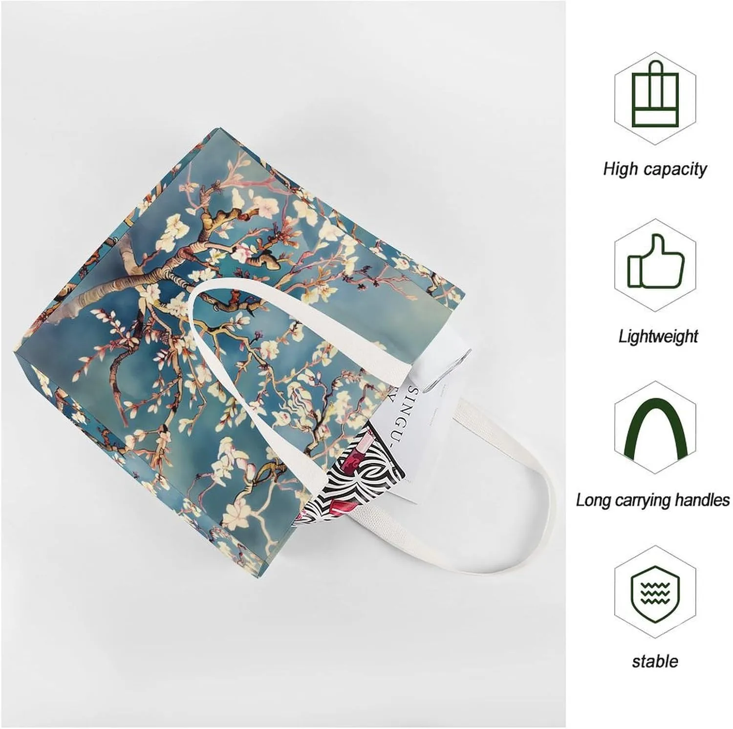 Tote Bag Laptop Handbag Bird Parrot Painting Grocery Bag Canvas Shoulder Bag Crossbody Bag for Travel