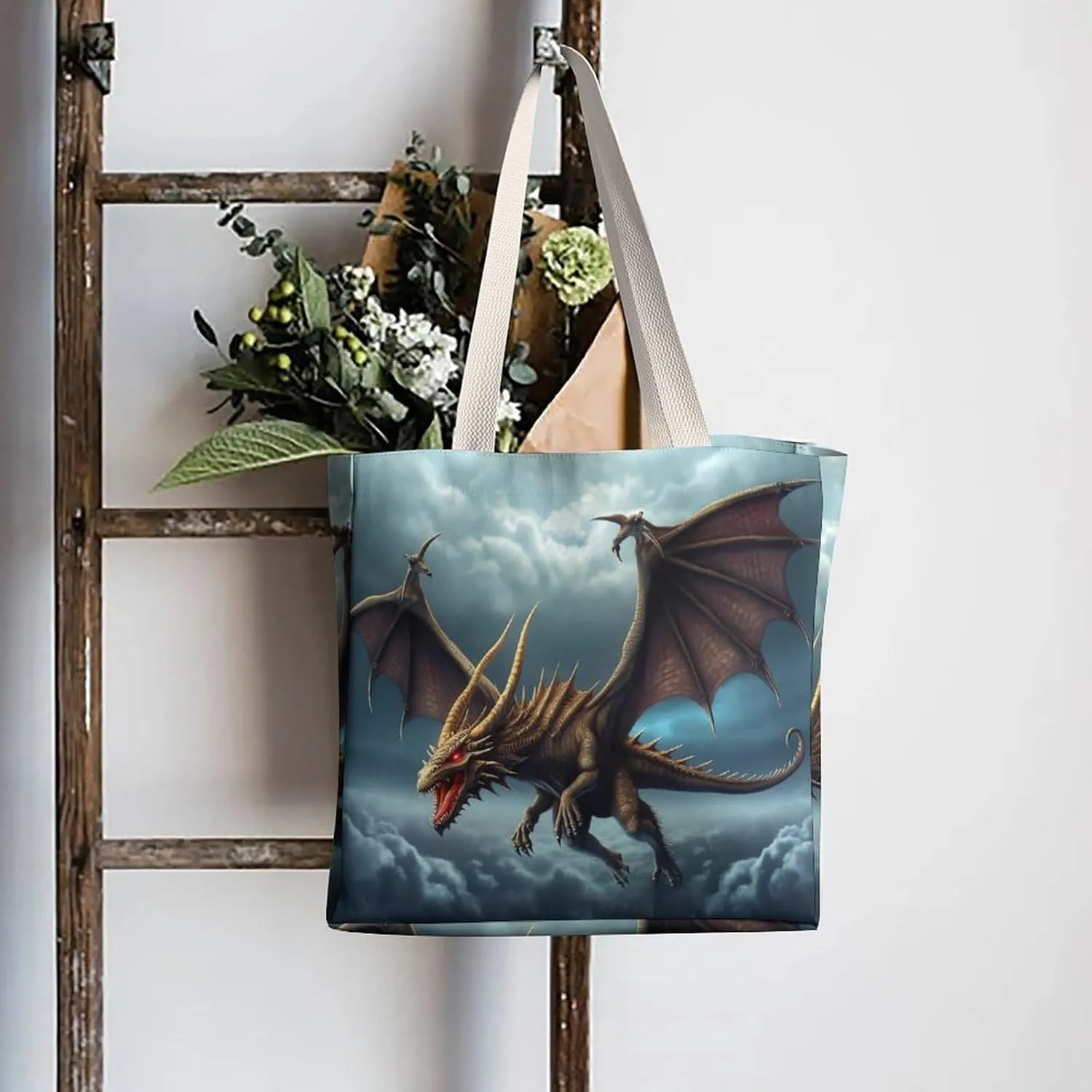 Tote Bag Laptop Handbag Elk Artwork Grocery Bag Canvas Shoulder Bag Crossbody Bag for Travel