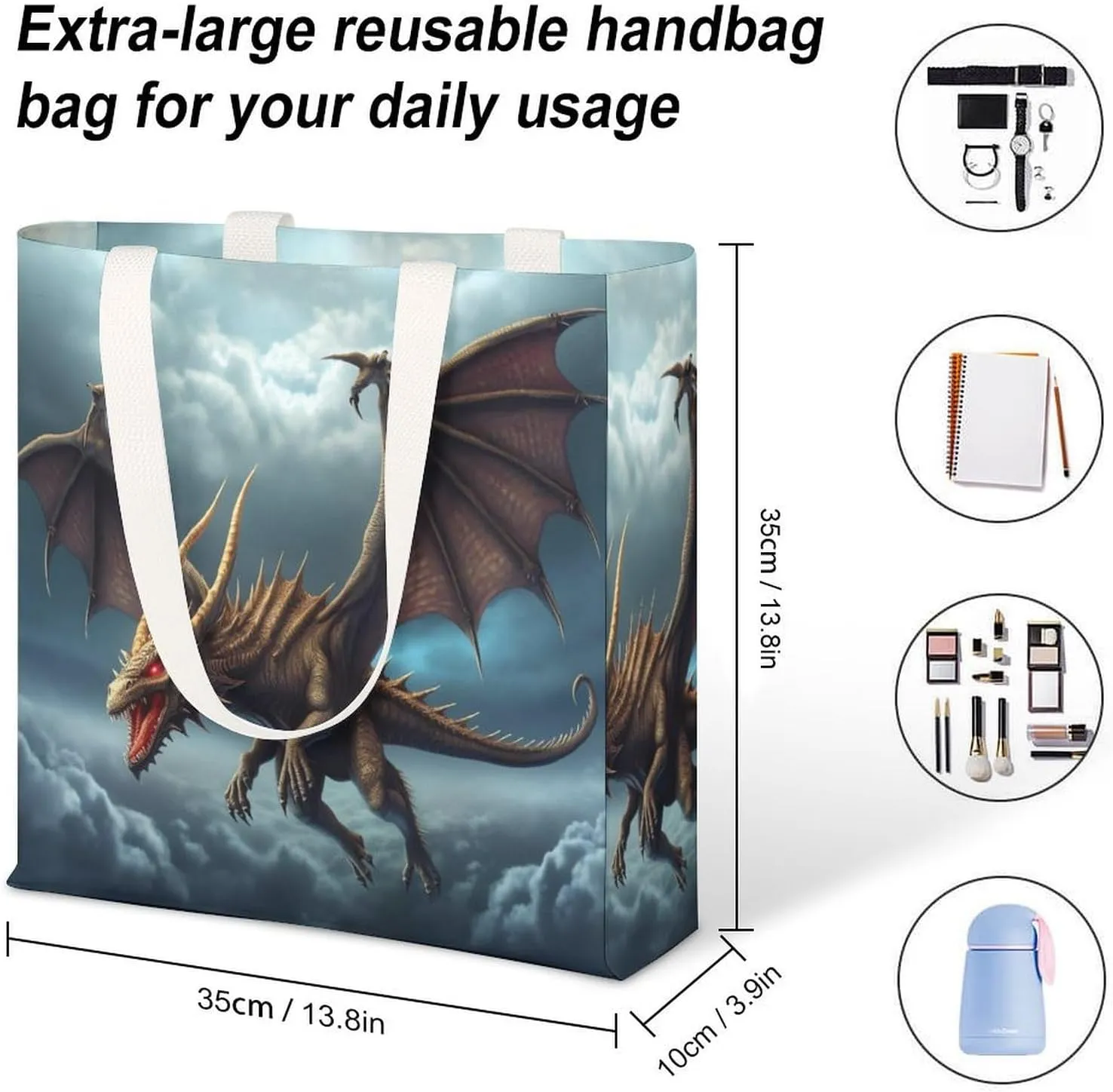 Tote Bag Laptop Handbag Elk Artwork Grocery Bag Canvas Shoulder Bag Crossbody Bag for Travel