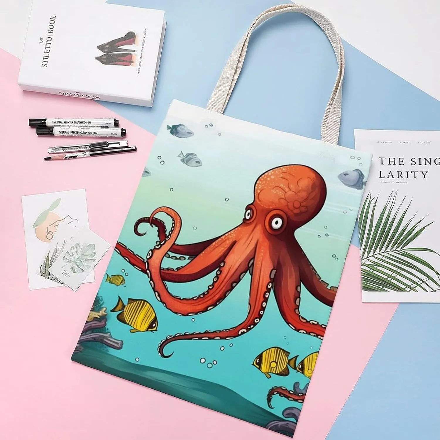 Tote Bag Laptop Handbag Flamingo Palm Trees Leaf Grocery Bag Canvas Shoulder Bag Crossbody Bag for Travel
