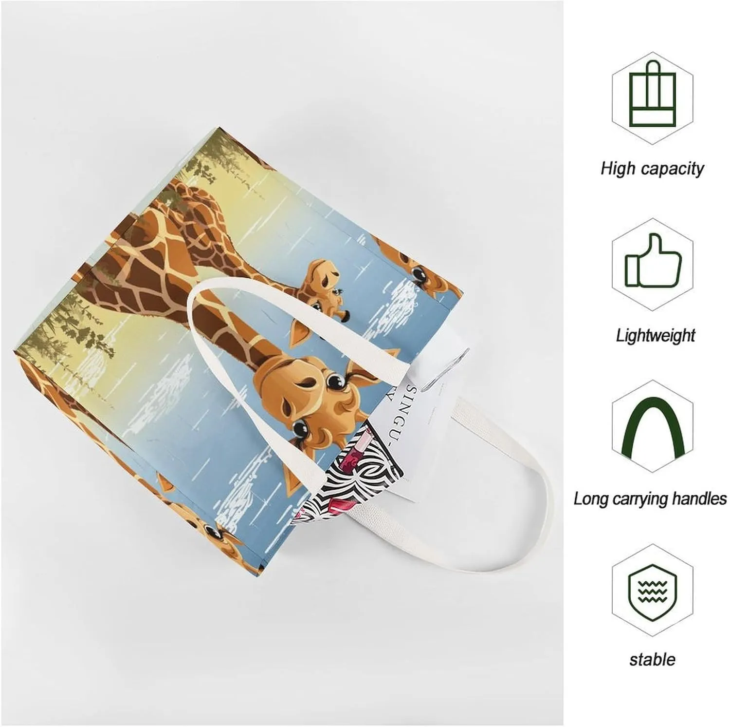 Tote Bag Laptop Handbag Glowing Zebra Grocery Bag Canvas Shoulder Bag Crossbody Bag for Travel