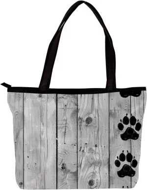 Tote Bag, Large Tote Bag, Women's Tote Handbags, Plank Paw Print Animal, Tote Bags Women