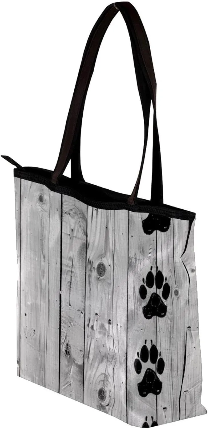 Tote Bag, Large Tote Bag, Women's Tote Handbags, Plank Paw Print Animal, Tote Bags Women