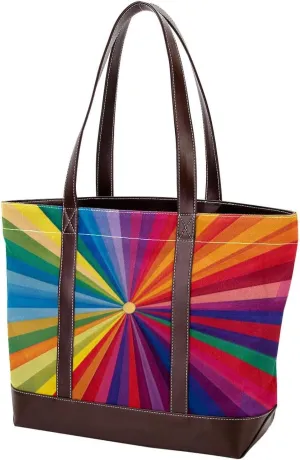 Tote Bag, Large Tote Bag, Women's Tote Handbags, Rainbow Lines Stripes Modern Art, Womens Tote Bags for Work