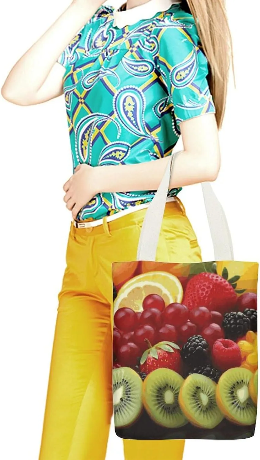Tote Bag Reusable Cartoon Ladybug Flower Grocery Bag Canvas Shopping Bag with Inner Pocket for Women