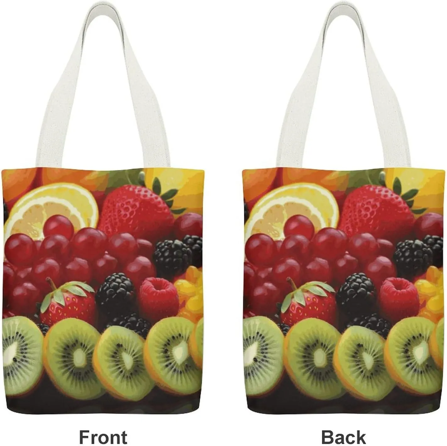 Tote Bag Reusable Cartoon Ladybug Flower Grocery Bag Canvas Shopping Bag with Inner Pocket for Women