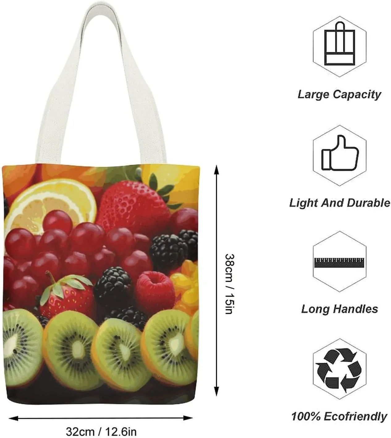 Tote Bag Reusable Cartoon Ladybug Flower Grocery Bag Canvas Shopping Bag with Inner Pocket for Women