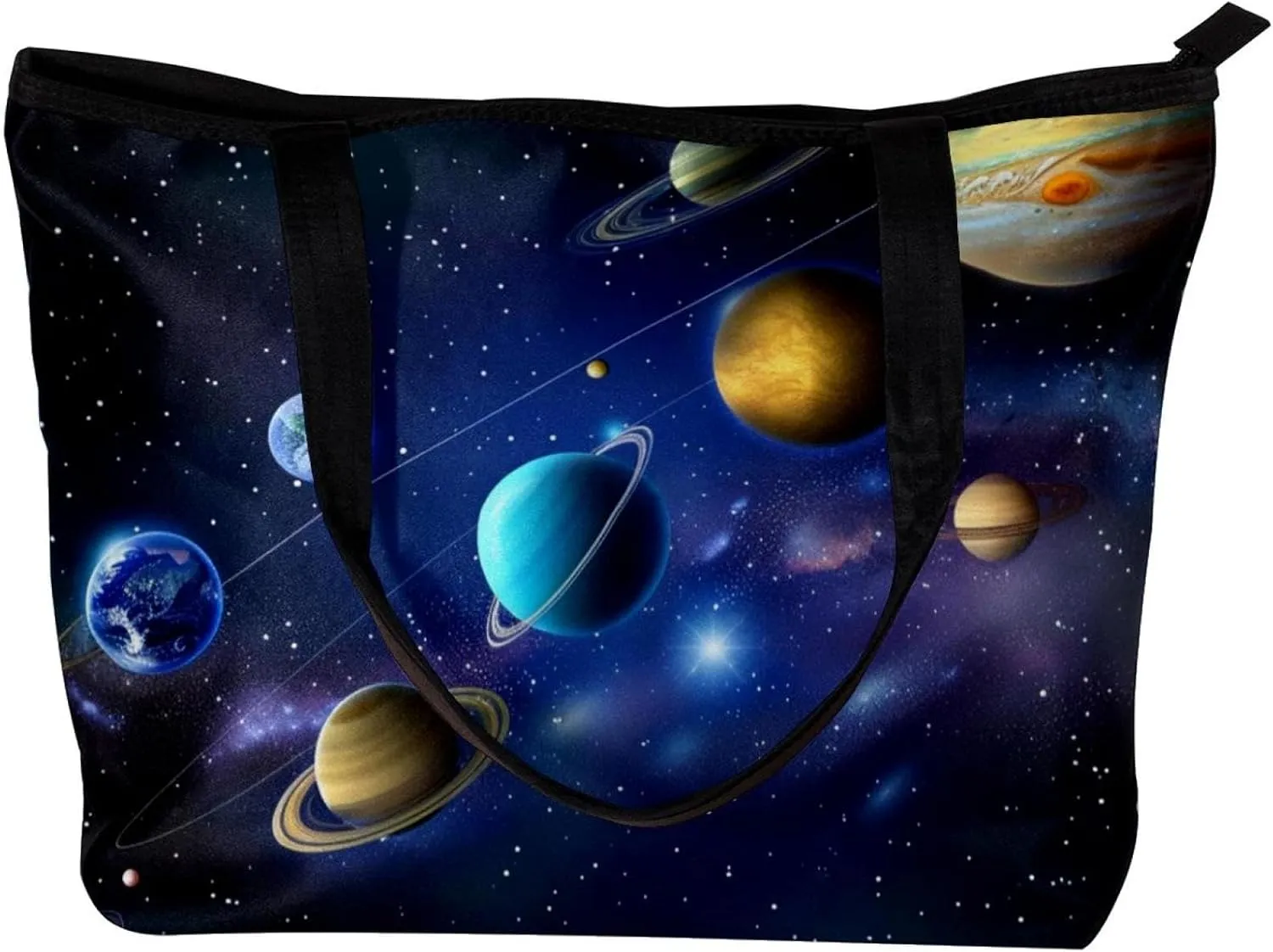 Tote Bags, Large Tote Bag, Tote Bag with Zipper, Planets Earth Space Universe, Womens Tote Bag