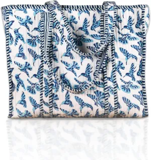 Trade Star 100% Cotton Hand Block Print Quilted Tote Bag Eco-Friendly Boho Shopper Vintage Shoulder Bag for Women