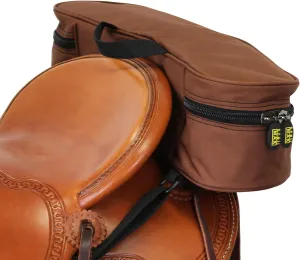 TrailMax Horse Saddlebag; Double-Stitched, 600-D Polyester Saddle Bag, Saddle Bag for Trail Riding, Vinyl Lined for Shape and Easy Clean; Saddle Bags for Horses; Brown