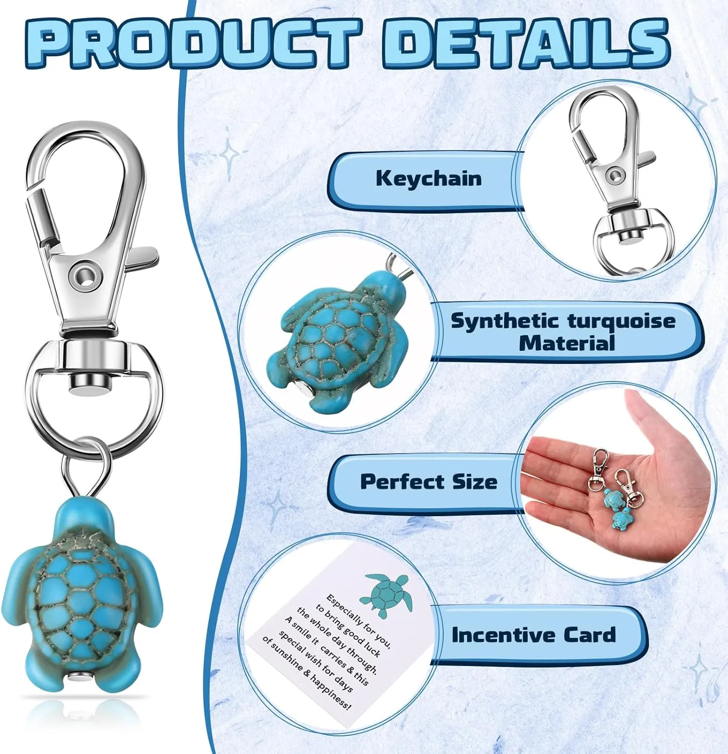 Travel Turtle Keychain Bulk Good Luck Small Sea Turtle Keychain Positive Inspirational Charm Gifts with Organza Bag