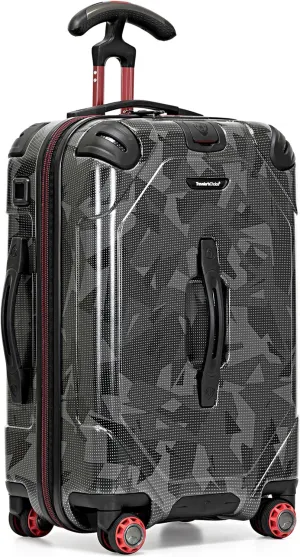 Traveler's Choice Maxporter II Hardside Polycarbonate Suitcase with Spinner Wheels, Gray Camo, 22" Carry-On Luggage