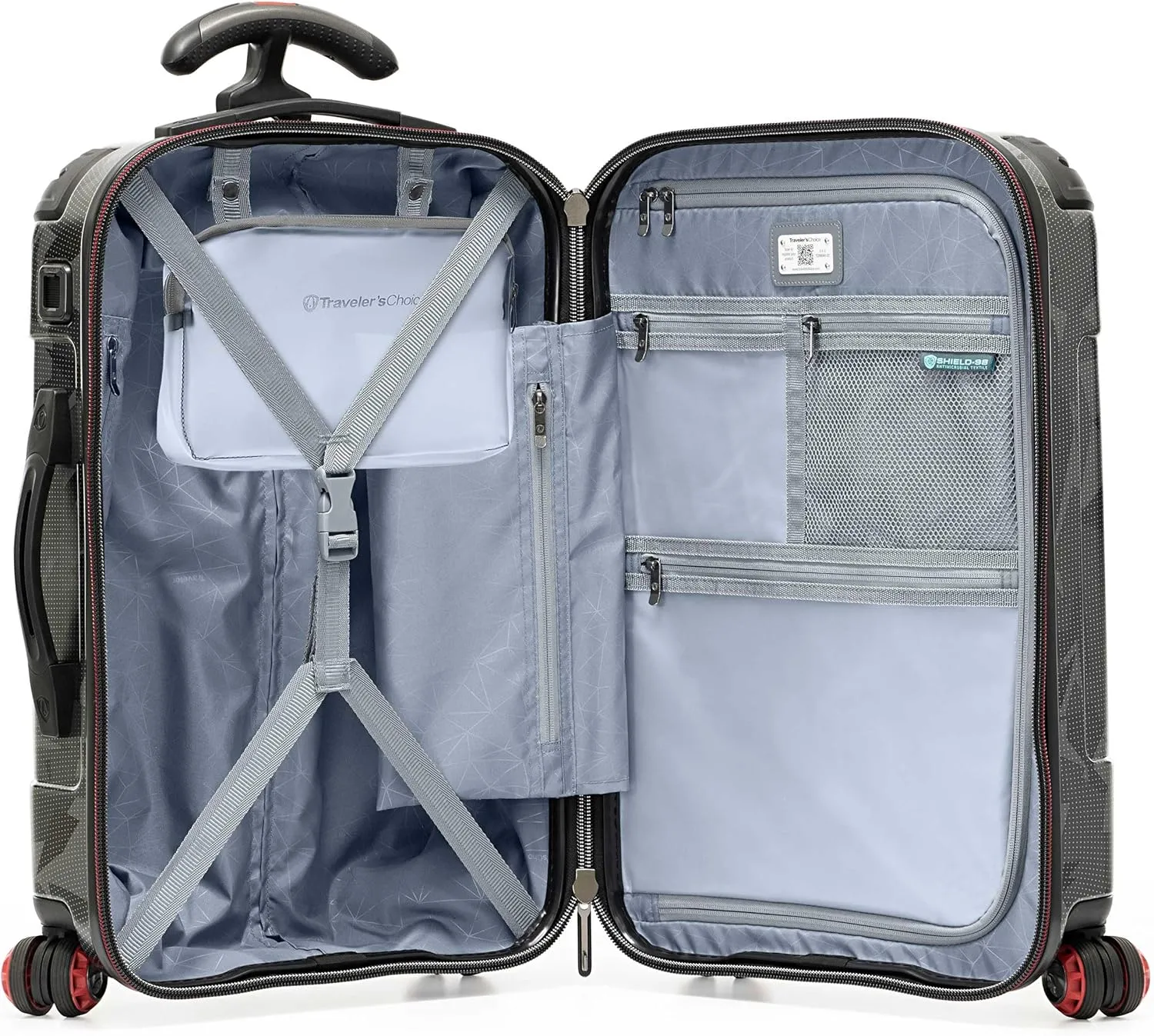 Traveler's Choice Maxporter II Hardside Polycarbonate Suitcase with Spinner Wheels, Gray Camo, 22" Carry-On Luggage