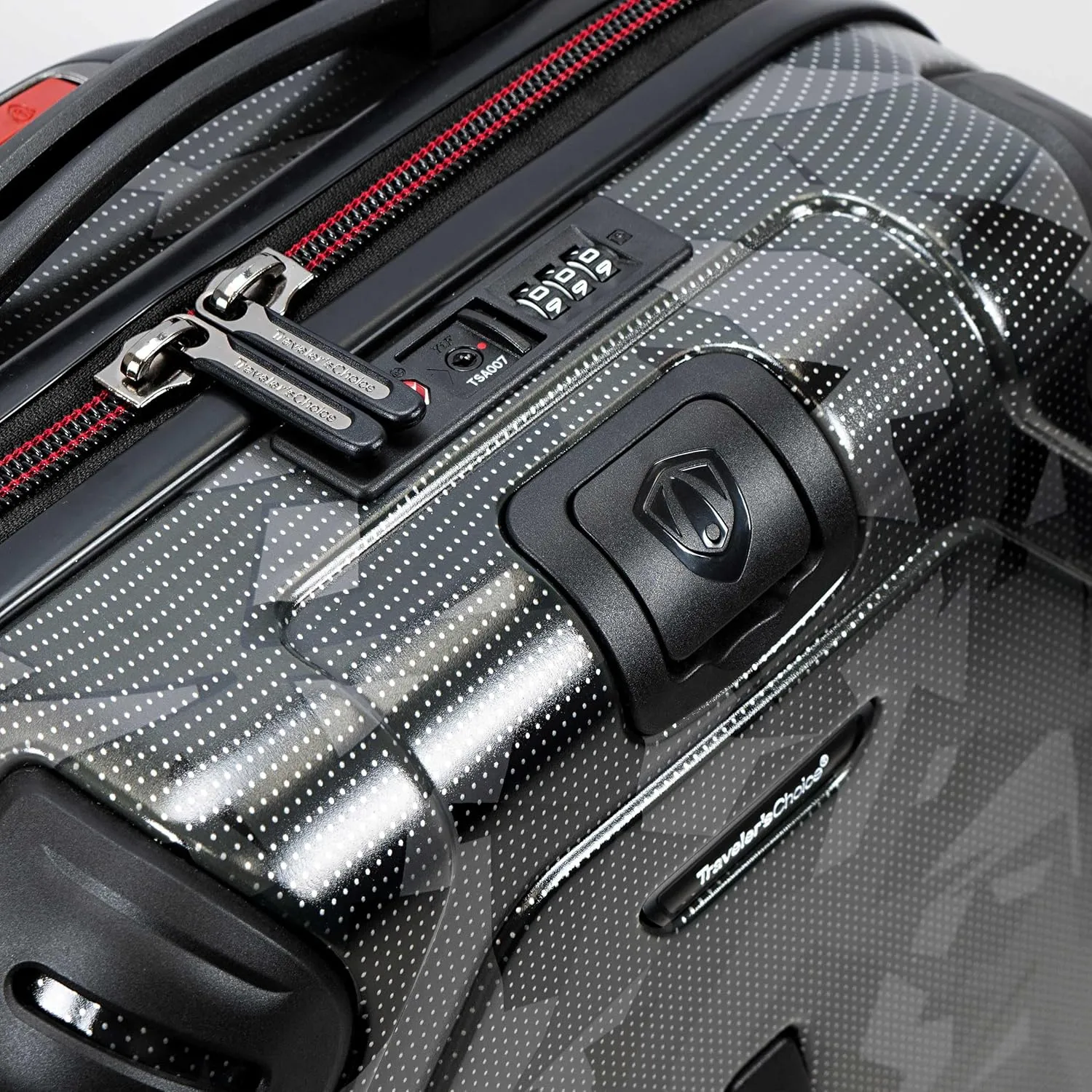 Traveler's Choice Maxporter II Hardside Polycarbonate Suitcase with Spinner Wheels, Gray Camo, 22" Carry-On Luggage