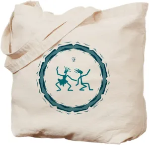 Truly Teague Tote Bag Primitive Dancing Duo Teal
