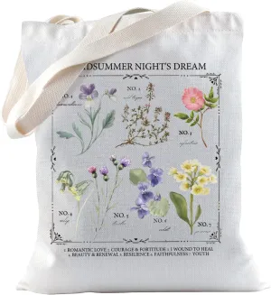 TSOTMO Book Merch Literary Flower Tote Bag for Reader Poet Literature Gift for Bookish Bookworm