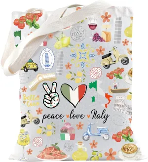 TSOTMO Italy Gift Italy Respect Gift Travel Tote Bag for Italy Lovers Italy Pride Italian Italy Ciao