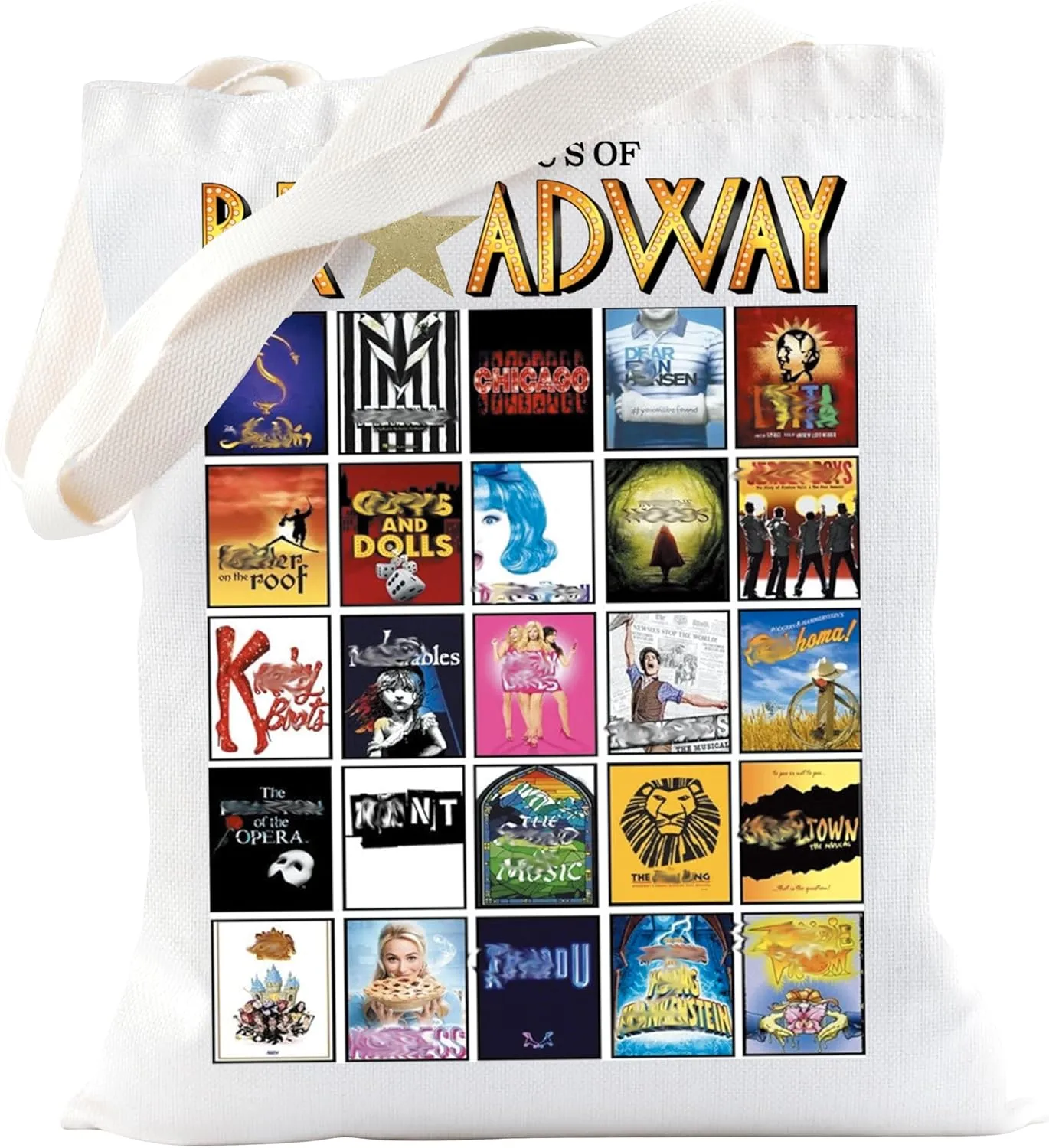 TSOTMO Theatre Merch ABCs of Musical Tote Bag for Musical Lovers Opera Shows Fans Gift (ABC Musical)
