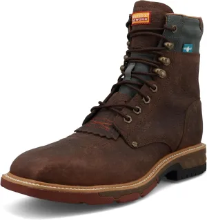 Twisted X Men's 8" CellStretch Lacer, Square Toe Alloy Toe with CellStretch, Brown Distressed & Slate, 7 D
