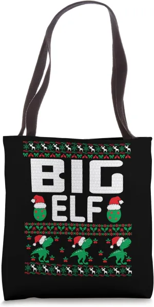 Ugly Christmas || T-Rex Chrismas || Big Elf Tote Bag