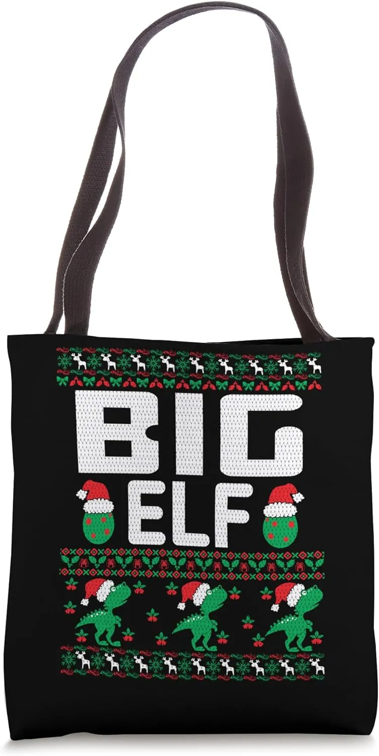 Ugly Christmas || T-Rex Chrismas || Big Elf Tote Bag