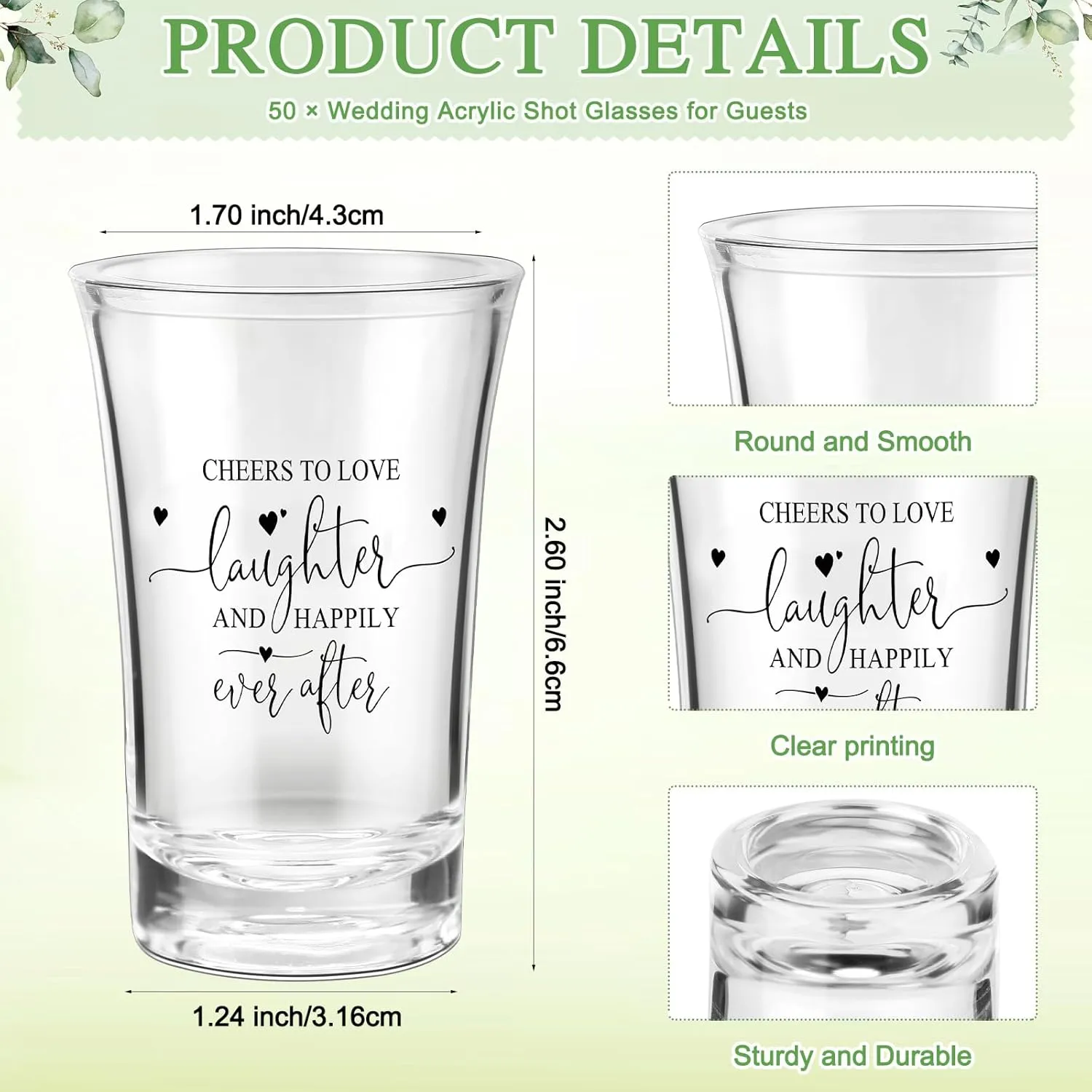 Uiifan 50 Sets Wedding Favors for Guests Acrylic Wedding Short Glasses Cheers to Love Clear Wine Glasses with Thank You Cards Organza Bags for Party Souvenirs Gifts