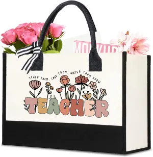 Undergo Teacher Tote Bags for Women - Canvas Tote Bag & Makeup Bag, Black, 17 x 11.8 x 7.8 inches, Adult Female Teachers